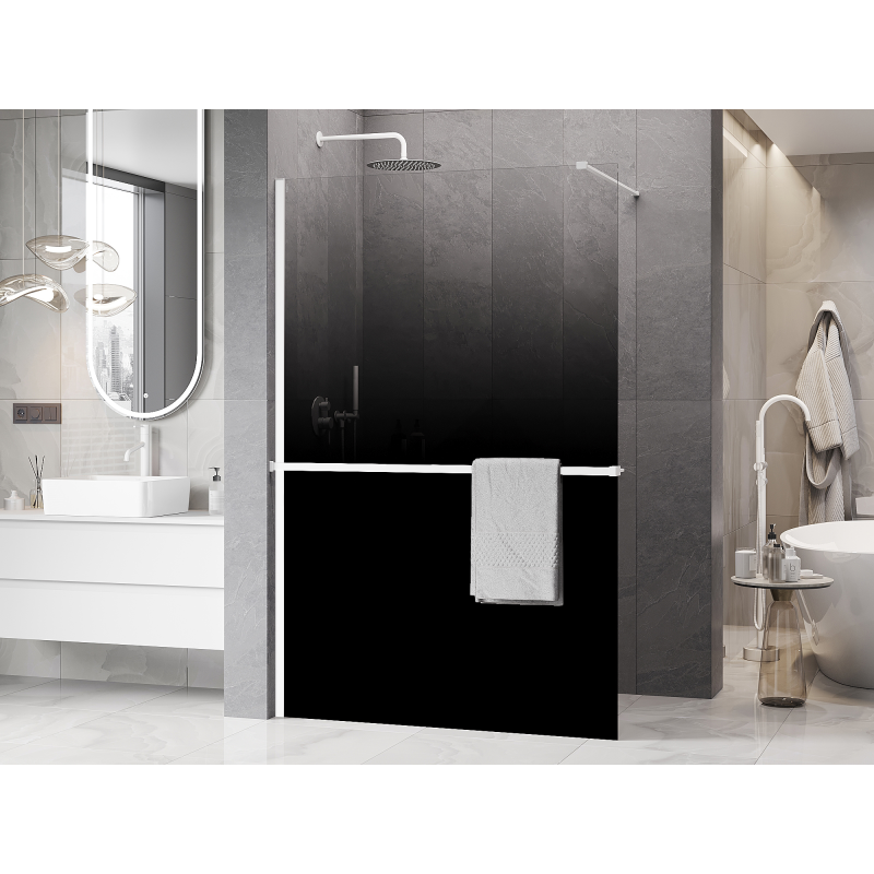 Mexen Kioto+ Dušo sienelė su lentyna Walk-in 80 x 200 cm, ombre juoda 8 mm, balta - 800-080-121-20-76