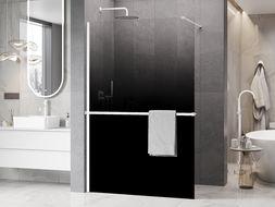 Mexen Kioto+ Dušo sienelė su lentyna Walk-in 80 x 200 cm, ombre juoda 8 mm, balta - 800-080-121-20-76