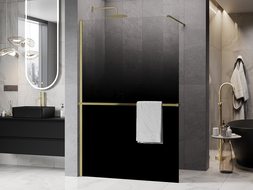 Mexen Kioto+ dušo siena su lentyna Walk-in 100 x 200 cm, ombre juoda 8 mm, auksinė šlifuota - 800-100-121-55-76