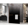 Mexen Kioto+ dušo sienelė su lentyna Walk-in 130 x 200 cm, ombre juoda 8 mm, rožinis auksas - 800-130-121-60-76