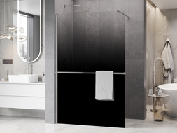 Mexen Kioto+ dušo siena su lentyna Walk-in 80 x 200 cm, ombre juoda 8 mm, šlifuotas nikelis - 800-080-121-97-76
