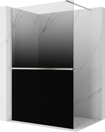 Mexen Kioto+ dušo siena su lentyna Walk-in 80 x 200 cm, ombre juoda 8 mm, šlifuotas nikelis - 800-080-121-97-76
