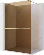 Mexen Kioto+ dušo siena su lentyna Walk-in 130 x 200 cm, bronza 8 mm, auksas šlifuotas - 800-130-121-55-32