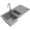 Mexen Andres granitinė praustuvė 1,5 skylių su nusausintuvu ir virtuviniu maišytuvu Telma, pilka - 6515-71-670200-71