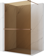 Mexen Kioto+ dušo sienelė su lentyna Walk-in 80 x 200 cm, bronza 8 mm, šlifuotas varis - 800-080-121-65-32