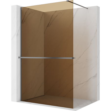 Mexen Kioto+ dušo siena su lentyna Walk-in 90 x 200 cm, bronzinė 8 mm, gun metalas - 800-090-121-95-32