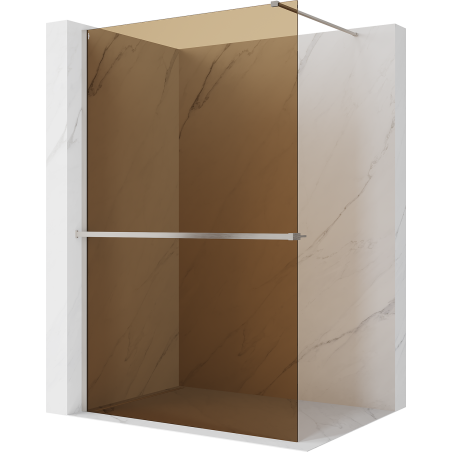 Mexen Kioto+ dušo siena su lentyna Walk-in 70 x 200 cm, bronzinis 8 mm, šlifuotas nikelis - 800-070-121-97-32
