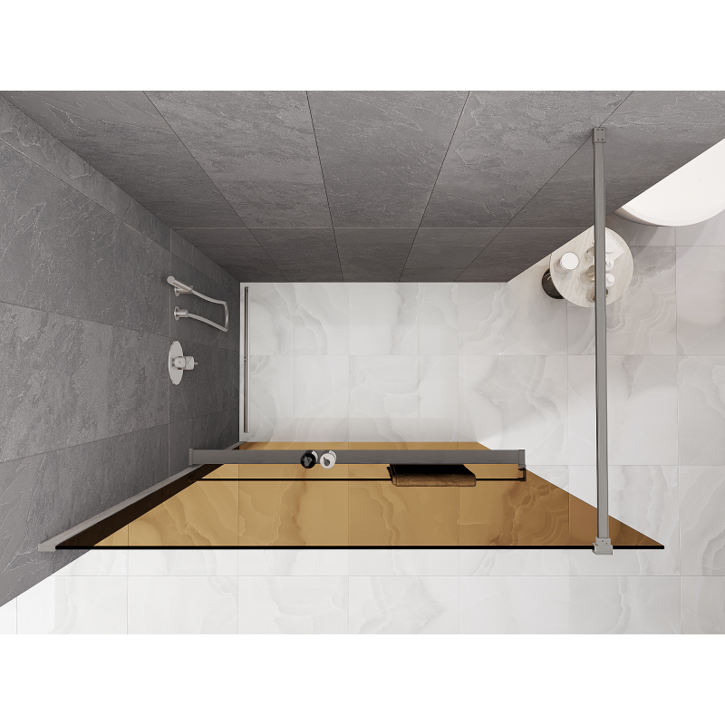 Mexen Kioto+ dušo siena su lentyna Walk-in 70 x 200 cm, bronzinis 8 mm, šlifuotas nikelis - 800-070-121-97-32