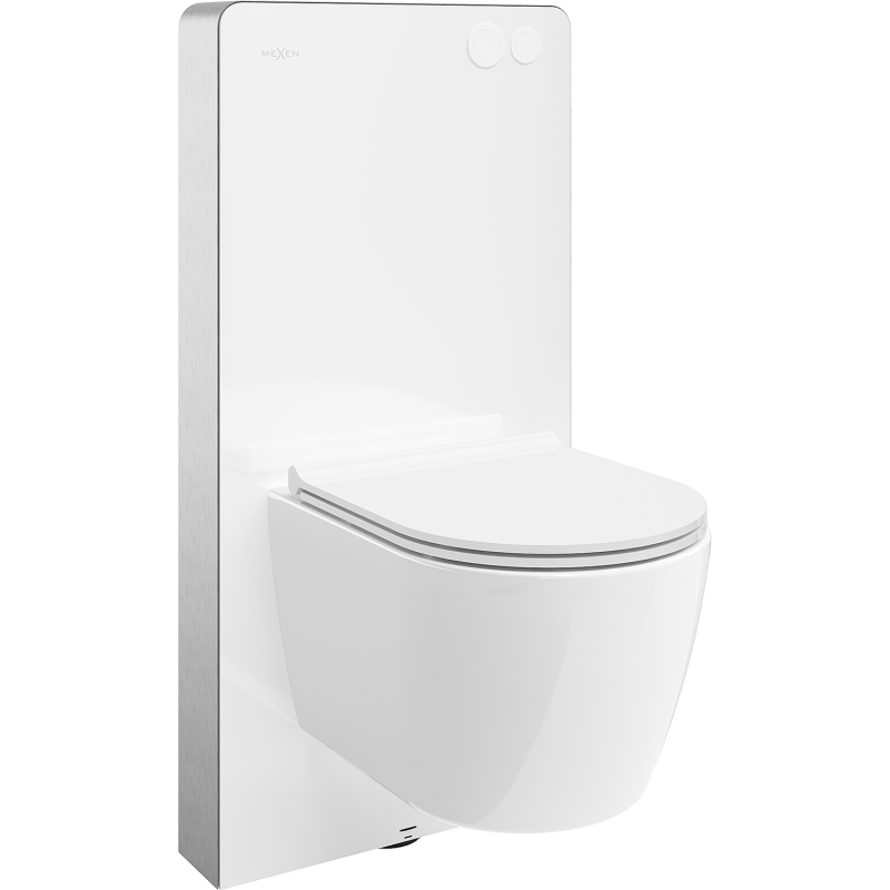 Mexen Carmen WC paviršinis montavimo rėmo komplektas pneumatinis Tex Air G su WC puodu ir lėtai uždarančia dangčiu, baltas