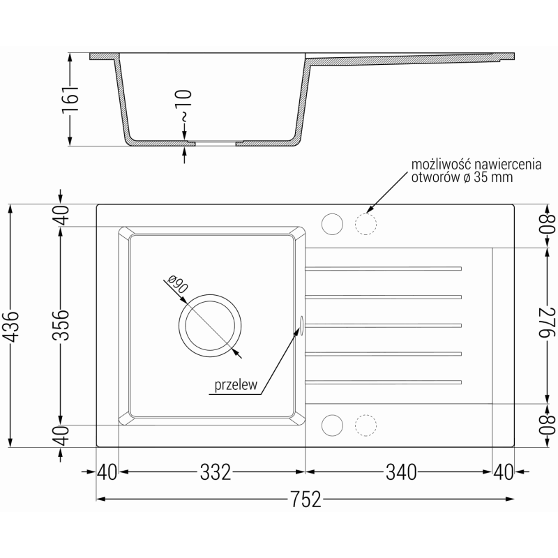 Mexen Pablo grindinis vienos kameros plautuvas su lašintuvu ir virtuviniu maišytuvu Duero, juoda/sidabrinė metalika
