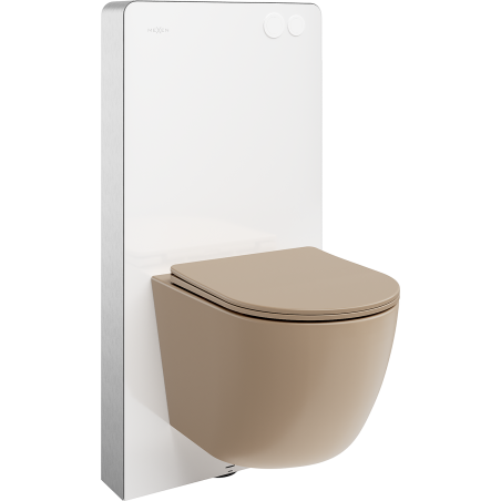 Mexen Lena antstainis WC komplektas su pneumatiniais rėmais Tex Air G su WC ir lėtai užsidarančiu dangčiu, cappuccino