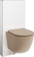 Mexen Lena antstainis WC komplektas su pneumatiniais rėmais Tex Air G su WC ir lėtai užsidarančiu dangčiu, cappuccino