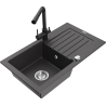 Mexen Pablo granitinė 1-skylių kriauklė su nusausintuvu ir virtuviniu maišytuvu Duero, juodas taškuotas - 6510-76-671600-70