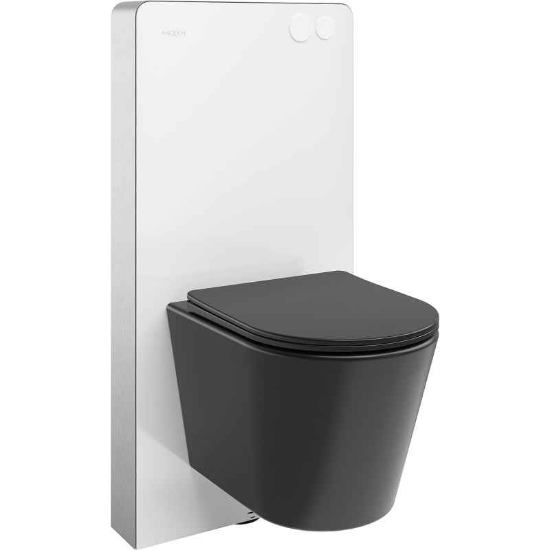 Mexen Rico paketas virštinkinis WC su Tex Air G pneumatinis rėmu, WC puodu ir lėtai uždarančia sėdyne, juodas matinis