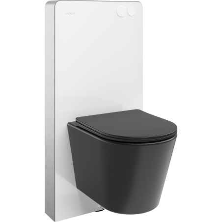 Mexen Rico paketas virštinkinis WC su Tex Air G pneumatinis rėmu, WC puodu ir lėtai uždarančia sėdyne, juodas matinis