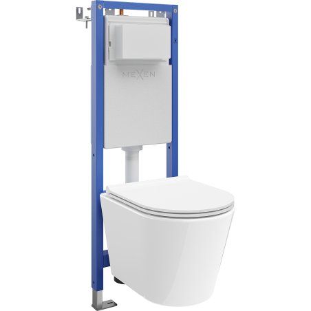 Mexen Rico potinkinė WC sistema siauras kampinis Tex W su WC puodu ir lėtai užsidarančiu dangčiu, baltas - 610530720500