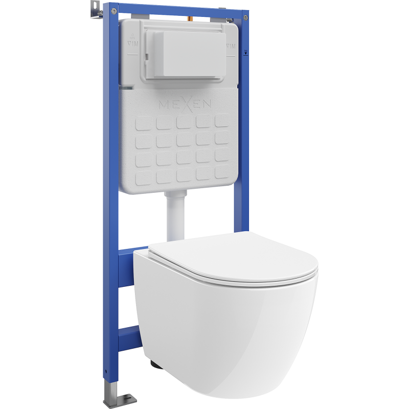 Mexen Lena paketas įleidžiamas WC pneumatinis rėmas Tex Air Slim su WC dubeniu 2.0 ir lėtai nusileidžiančia sėdyne,