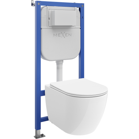 Mexen Lena paslėptas WC komplektas Tex E su WC dubeniu 2.0 ir lėtai nusileidžiančiu dangčiu, baltas - 61093022L4000
