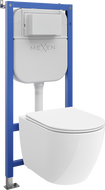 Mexen Lena paslėptas WC komplektas Tex E su WC dubeniu 2.0 ir lėtai nusileidžiančiu dangčiu, baltas - 61093022L4000