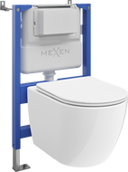 Mexen Lena paslėptas WC komplektas Tex Air XS-F pneumatinis rėmas su WC 2.0 dubeniu ir lėtai užsidarančiu dangčiu, baltas