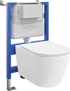 Mexen Rico paslėptas WC rėmo komplektas Tex Air XS-F su WC puodu 2.0 Tornado ir lėtai nusileidžiančia dangteliu, baltas