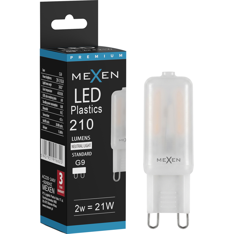 Mexen Aura LED lemputė G9, 2W, Neutrali - 4000K, 210 lm - L120-G9-0240-01