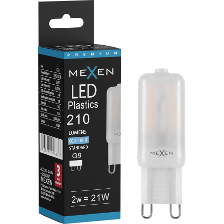 Mexen Aura LED lemputė G9, 2W, Šalta - 6500K, 210 lm - L120-G9-0265-01