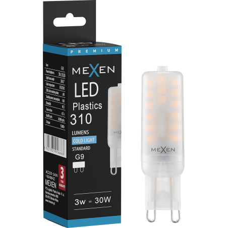 Mexen Aura LED lemputė G9, 3W, Šalta - 6500K, 310 lm - L120-G9-0365-01