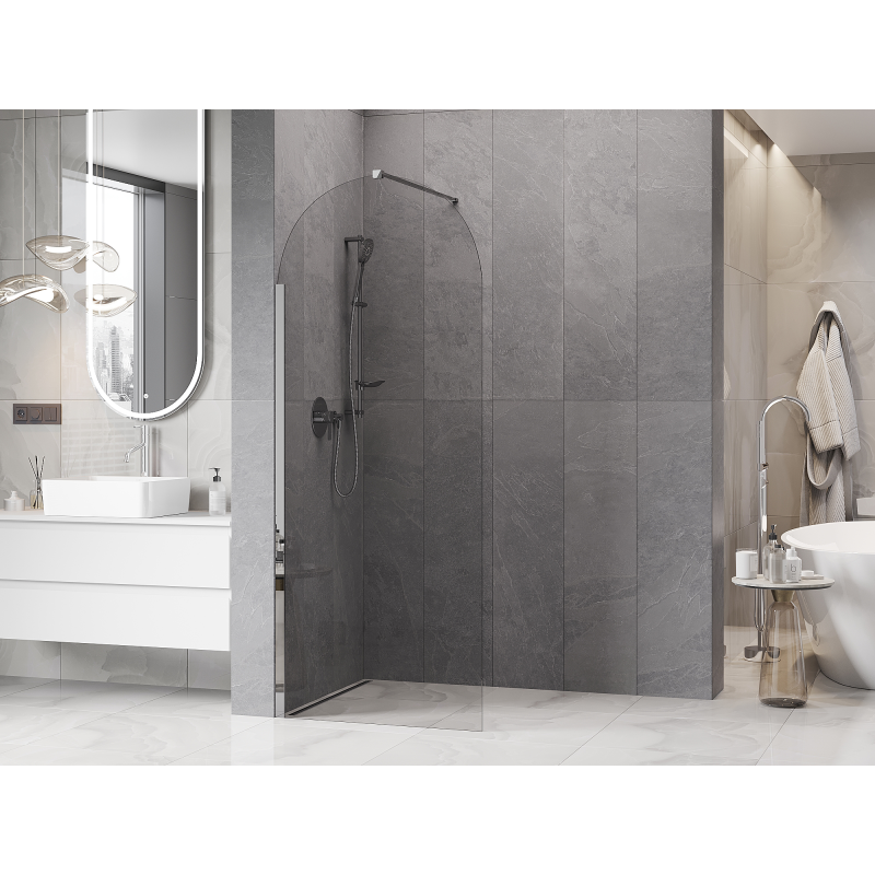 Mexen Kioto-Q Dušo sienelė Walk-in 80 x 200 cm, permatoma 8 mm, chromuota - 800-080-101-01-00-Q