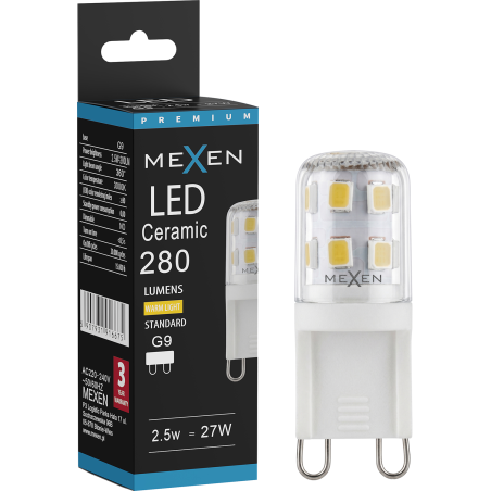 Mexen Aura LED lemputė G9, 2,5W, Šilta - 3000K, 280 lm - L121-G9-0230-01