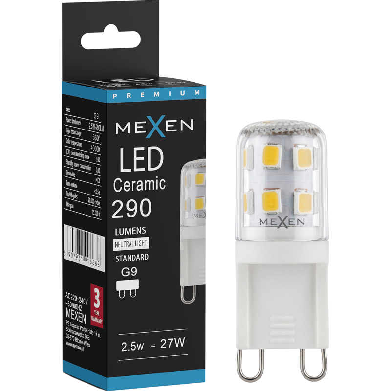 Mexen Aura LED lemputė G9, 2,5W, Neutrali - 4000K, 290 lm - L121-G9-0240-01