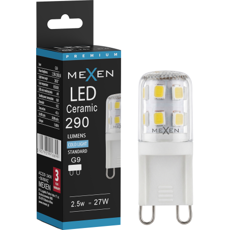 Mexen Aura LED lemputė G9, 2,5W, Šalta - 6500K, 290 lm - L121-G9-0265-01
