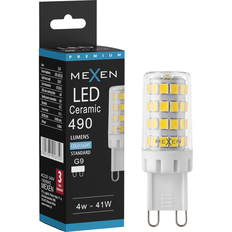 Mexen Aura LED lemputė G9, 4W, šalta - 6500K, 490 lm - L121-G9-0465-01