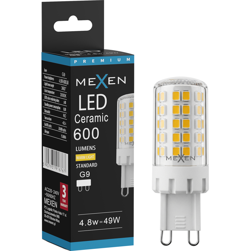 Mexen Aura LED lemputė G9, 4,8W, Šilta - 3000K, 600 lm - L121-G9-0530-01