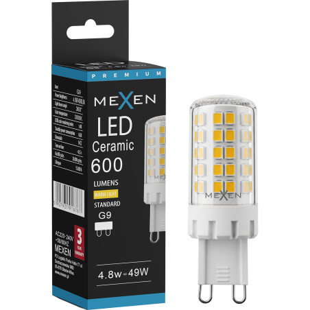Mexen Aura LED lemputė G9, 4,8W, Šilta - 3000K, 600 lm - L121-G9-0530-01