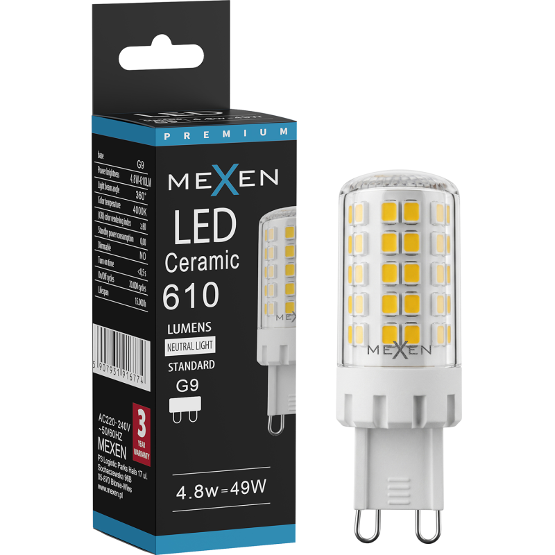 Mexen Aura LED lemputė G9, 4,8W, Neutrali - 4000K, 610 lm - L121-G9-0540-01