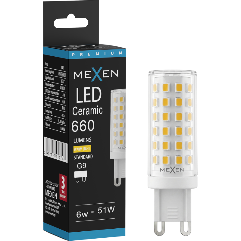 Mexen Aura LED lemputė G9, 6W, Šilta - 3000K, 660 lm - L121-G9-0630-01
