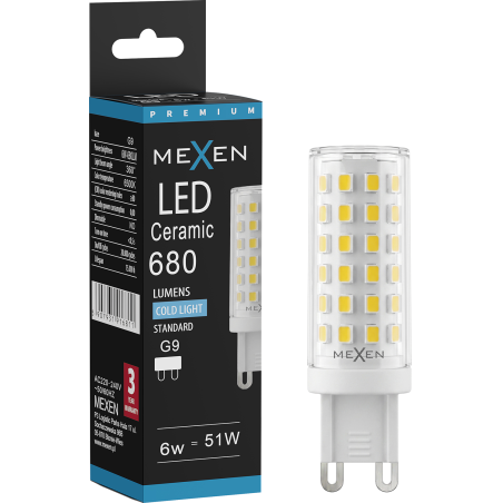 Mexen Aura LED lemputė G9, 6W, Šalta - 6500K, 680 lm - L121-G9-0665-01