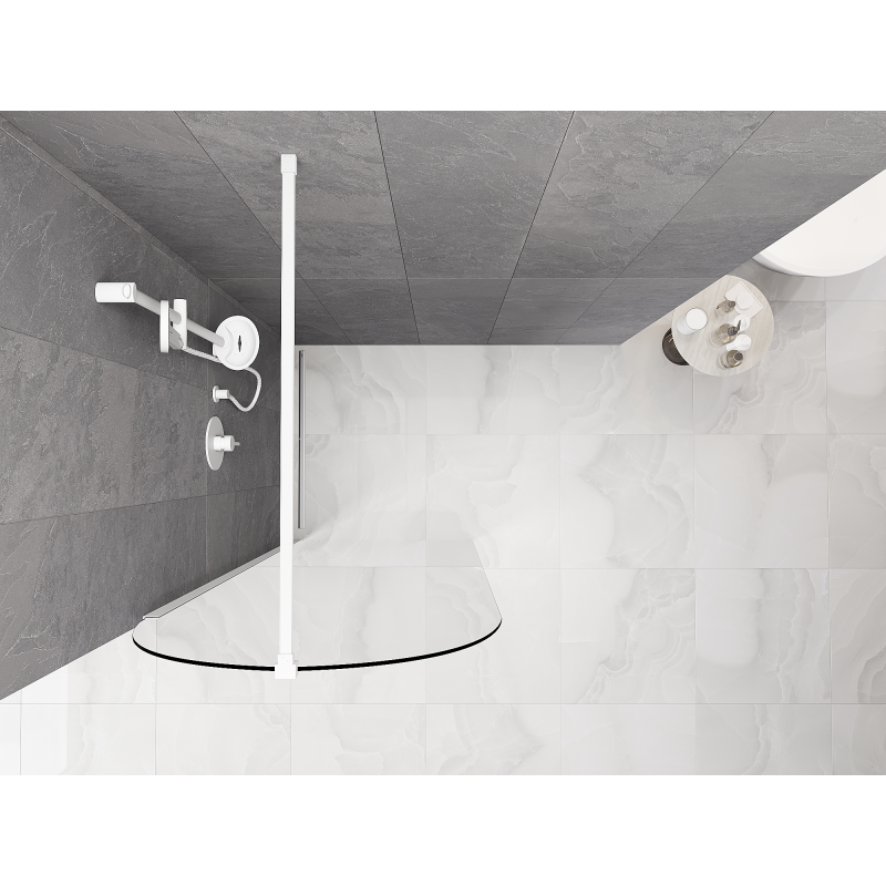 Mexen Kioto-Q Dušo sienelė Walk-in 80 x 200 cm, skaidri 8 mm, balta - 800-080-101-20-00-Q