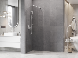 Mexen Kioto-Q dušo sienelė Walk-in 90 x 200 cm, permatoma 8 mm, balta - 800-090-101-20-00-Q