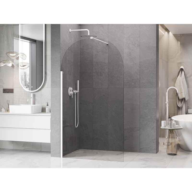 Mexen Kioto-Q dušo kabinos siena Walk-in 100 x 200 cm, skaidri 8 mm, balta - 800-100-101-20-00-Q