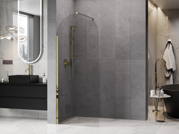 Mexen Kioto-Q dušo sienelė Walk-in 80 x 200 cm, permatoma 8 mm, auksinis - 800-080-101-50-00-Q