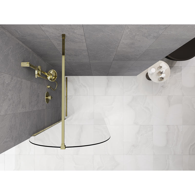 Mexen Kioto-Q dušo sienelė Walk-in 90 x 200 cm, skaidri 8 mm, auksinė - 800-090-101-50-00-Q