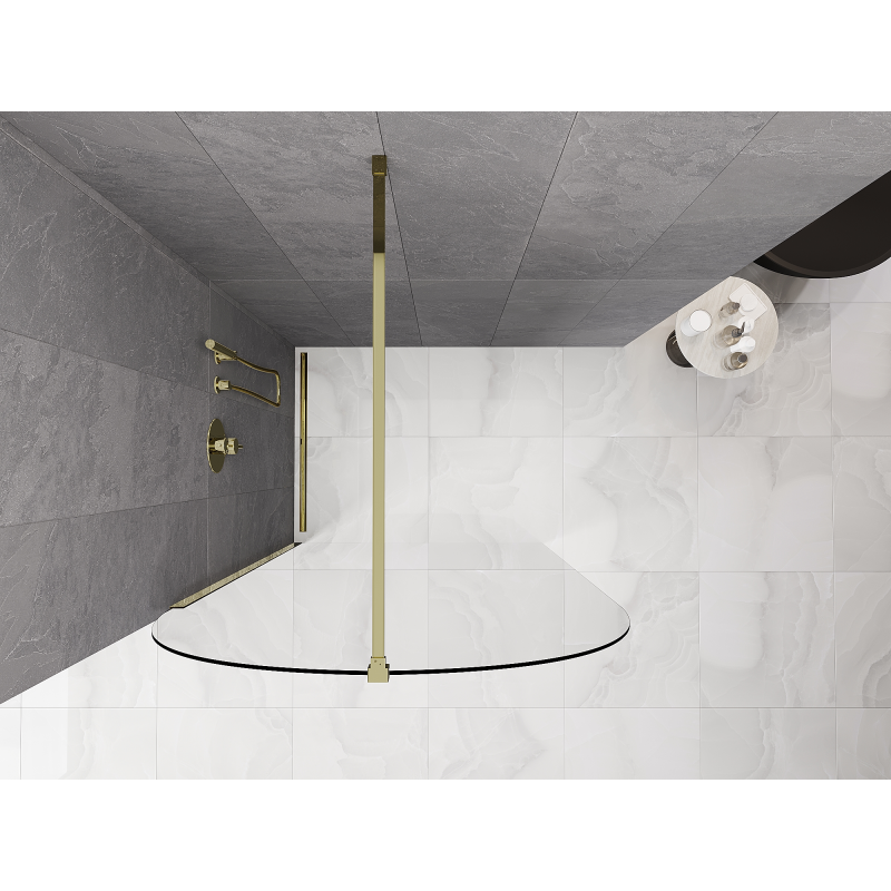 Mexen Kioto-Q Dušo sienelė Walk-in 110 x 200 cm, permatoma 8 mm, auksinė - 800-110-101-50-00-Q