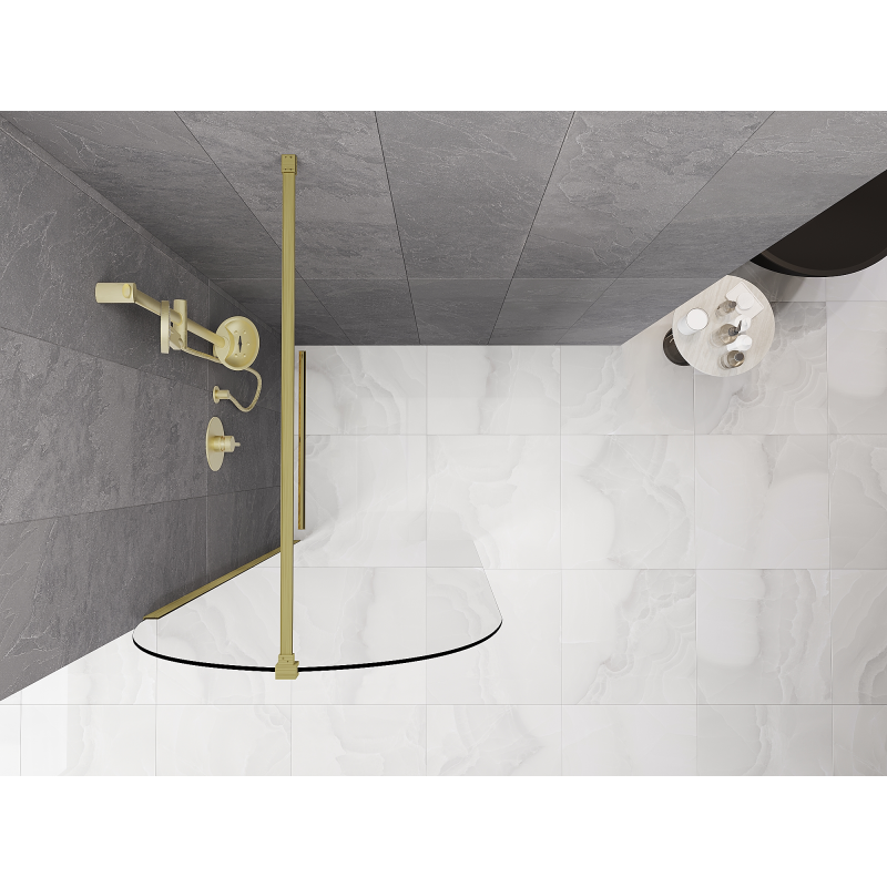 Mexen Kioto-Q dušo sienelė Walk-in 80 x 200 cm, skaidri 8 mm, aukso šiurkštinta - 800-080-101-55-00-Q