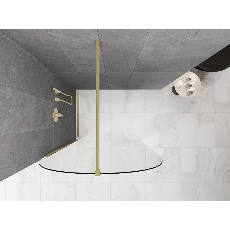 Mexen Kioto-Q dušo sienelė Walk-in 100 x 200 cm, permatoma 8 mm, auksinė šlifuota - 800-100-101-55-00-Q
