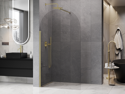Mexen Kioto-Q Dušo sienelė Walk-in 120 x 200 cm, permatoma 8 mm, šlifuotas auksas - 800-120-101-55-00-Q