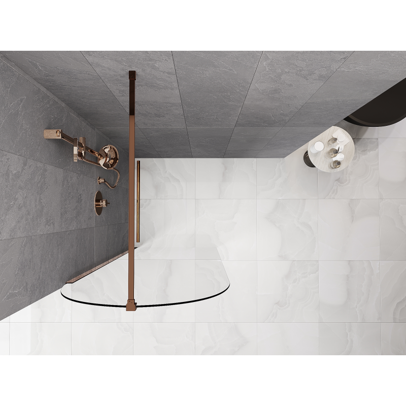 Mexen Kioto-Q dušo siena Walk-in 90 x 200 cm, skaidrus 8 mm, rožinis auksas - 800-090-101-60-00-Q