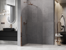 Mexen Kioto-Q dušo siena Walk-in 110 x 200 cm, permatomas 8 mm, rožinio aukso - 800-110-101-60-00-Q