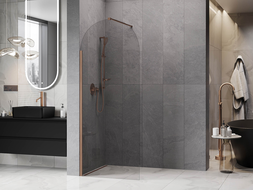 Mexen Kioto-Q dušo sienelė Walk-in 90 x 200 cm, permatomas 8 mm, šlifuotas varis - 800-090-101-65-00-Q